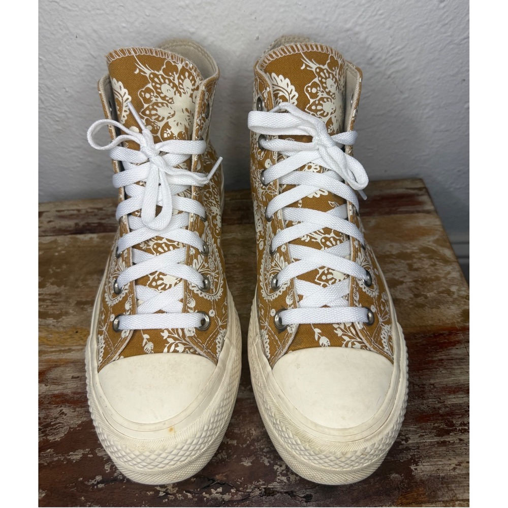 Converse Chuck Taylor Women's 8 High Top Platform Sneakers Fall Florals - Wheat - Picture 3 of 8